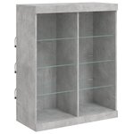 vidaXL Buffets avec lumières LED 3 Pièces gris béton bois d'ingénierie