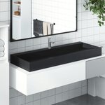 vidaXL Vasque 120x46x11 cm fonte minérale/marbre noir mat