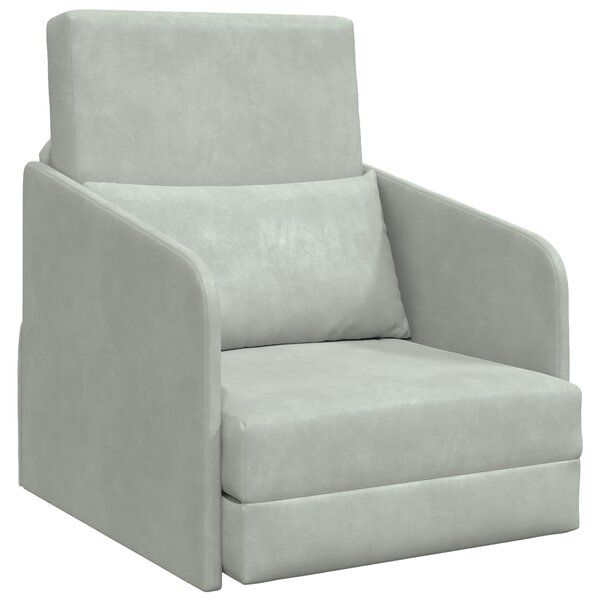 vidaXL Canapé-lit au sol 2 en 1 Gris clair 65x80x83 cm Velours