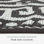 Tapis extérieur terrasse réversible rond - Tapis de jardin imperméable et résistant UV - Enid - Gris - 180 cm - HOMESCAPES