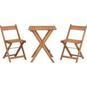 Ensemble en bois d'acacia - Composé d'une table carrée et de 2 chaises pliables