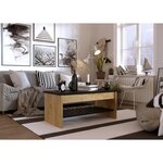 HAPPY Table basse relevable - Décor chene et noir - L 100 x P 50 x H 44 cm