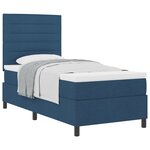 vidaXL Lit à Ressorts avec Matelas Bleu Simple en Tissu