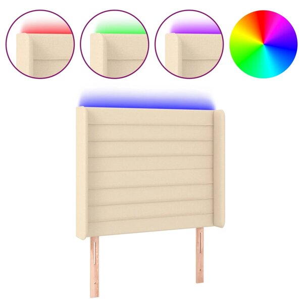 vidaXL Tête de lit à LED Crème 103x16x118/128 cm Tissu