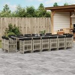 vidaXL Ensemble à manger de jardin et coussins 17 Pièces gris clair rotin