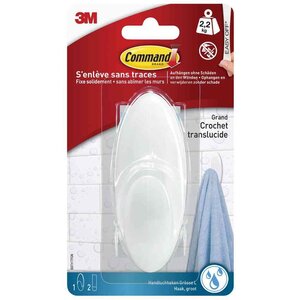 Crochet pour salle de bain taille l plastique blanc command