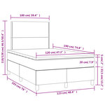 vidaXL Sommier à lattes de lit matelas et LED taupe 120x190 cm tissu