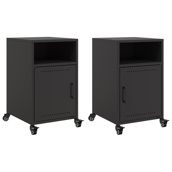 vidaXL Tables de chevet 2 Pièces noir 36x39x59 cm acier