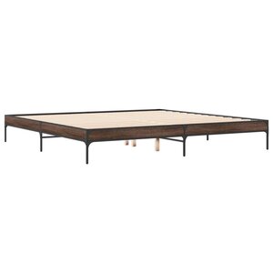vidaXL Cadre de lit chêne marron 200x200 cm bois d'ingénierie et métal