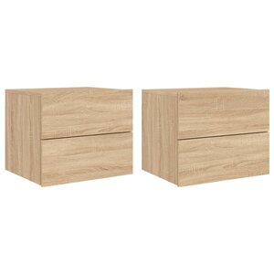 vidaXL Tables de chevet murales avec lumières LED 2 Pièces chêne sonoma