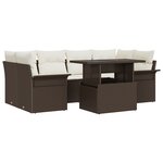 vidaXL Ensemble de canapé de jardin 7 pièces avec coussins en poly rotin brun