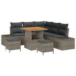 Ensemble de 8 pièces de sofa de jardin avec coussins gris rotin poly acacia