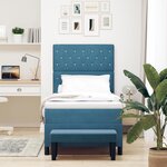 vidaXL Lit à Ressorts avec Matelas & Banc Bleu Foncé 100x200 cm Velours