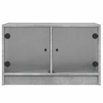 vidaXL Meuble TV avec portes en verre gris béton 68x37x42 cm