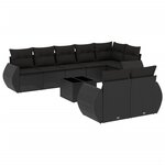 vidaXL Salon de jardin 9 Pièces avec coussins noir résine tressée