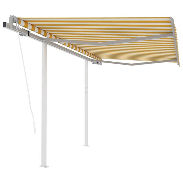 vidaXL Auvent rétractable automatique et poteaux 3 5x2 5 m Jaune blanc