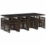 vidaXL Ensemble à manger de jardin avec coussins 13 Pièces marron rotin