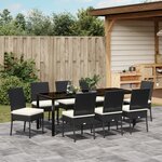 vidaXL Ensemble de Salle à Manger de Jardin 9 Pièces Noir Poly Rattan