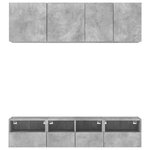 vidaXL Unités murales TV 5 Pièces gris béton bois d'ingénierie