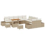 Ensemble de Canapés de Jardin de 13 Pièces avec Coussins Beige