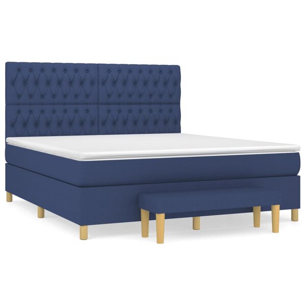 vidaXL Sommier à lattes de lit avec matelas Bleu 180x200 cm Tissu