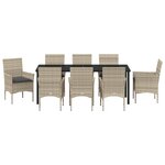 vidaXL Ensemble de salle à manger de jardin 9 pièces avec coussins en poly rotin gris clair