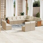 vidaXL Salon de jardin avec coussins 13 Pièces beige résine tressée