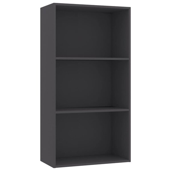vidaXL Bibliothèque à 3 niveaux Gris 60x30x114 cm Aggloméré