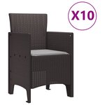 Ensemble de Salle à Manger de Jardin vidaXL 11 Pièces avec Coussins Marron Poly Rattan