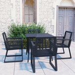 vidaXL Ensemble à manger d'extérieur 5 Pièces Rotin PVC Noir