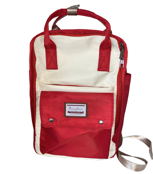 Sac à dos cartable rouge blanc unisexe avec anse et bretelle idéal collège  lycée   scolaire ou ordinateur portable