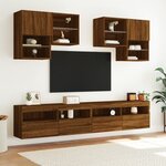 vidaXL Meuble TV mural avec lumières LED chêne marron 100x30x40 cm