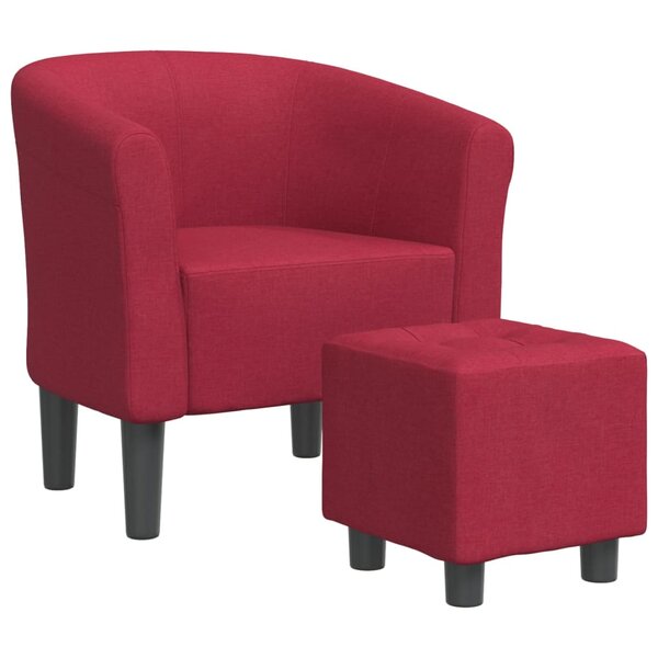 vidaXL Chaise cabriolet avec repose-pied rouge bordeaux tissu