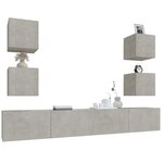 vidaXL Ensemble de meubles TV 6 Pièces Gris béton Bois d'ingénierie