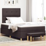 vidaXL Lit à ressorts avec matelas et banc Marron foncé 120 x 190 cm Tissu
