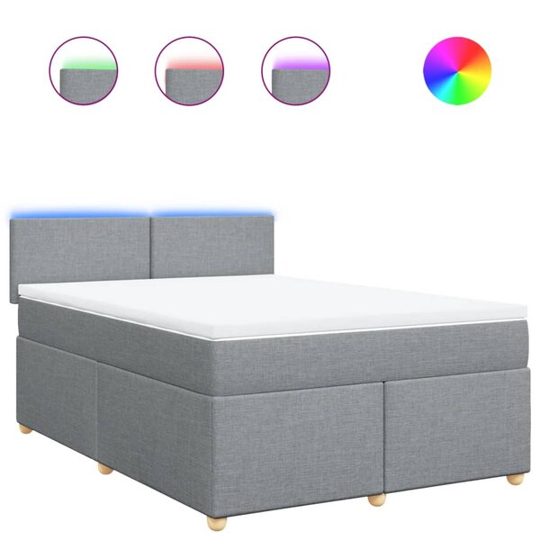 vidaXL Sommier à lattes de lit avec matelas Gris clair 140x190cm Tissu