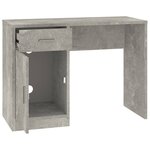 Bureau table poste de travail meuble d'ordinateur informatique étude avec tiroir et armoire 100 x 40 x 73 cm gris 02_0023453