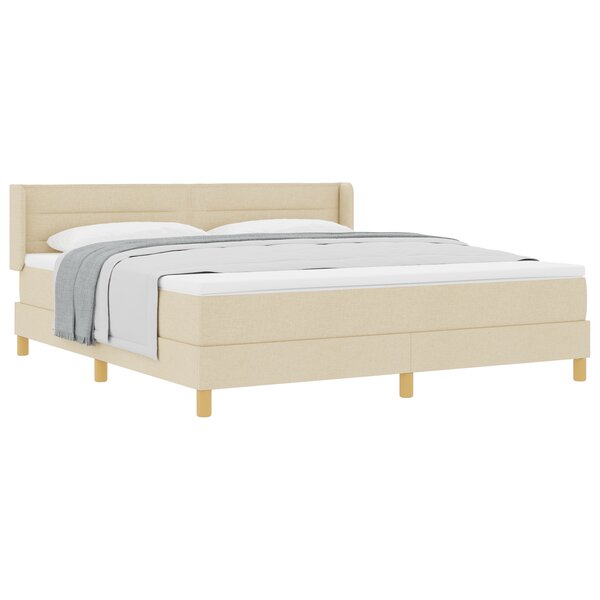 Lit Box Spring vidaXL avec Matelas Crème 180x200 cm Tissu