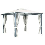 vidaXL Tonnelle avec rideau 300x300 cm Crème Aluminium