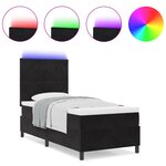 Lit Box Spring vidaXL avec Matelas et LED Noir 100x200 cm Velours
