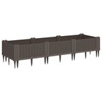 vidaXL Jardinière avec piquets marron 125x40x28 5 cm PP