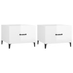 vidaXL Tables basses avec pieds métal 2 Pièces Blanc brillant 50x50x40 cm