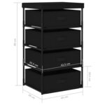 vidaXL Étagère de rangement avec 4 paniers en tissu Acier Noir