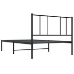 vidaXL Cadre de lit métal avec tête de lit noir 90x190 cm