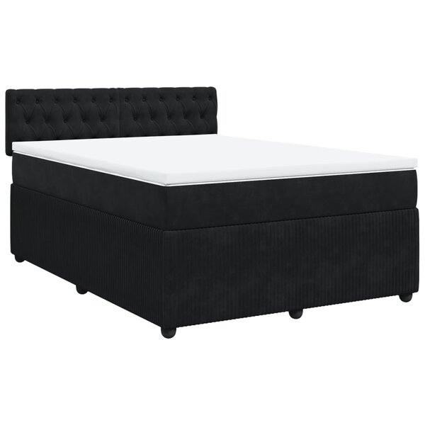 vidaXL Sommier à lattes de lit et matelas Noir 160x200 cm Velours