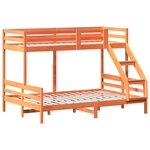 vidaXL Lit superposé 90x200/140x200 cm cire marron bois de pin massif