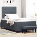 vidaXL Lit avec Sommier avec Matelas et Banc Gris Foncé 120x190 cm Velours
