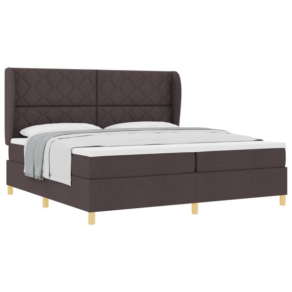 Lit à ressorts vidaXL avec matelas brun foncé 200x200 cm en tissu