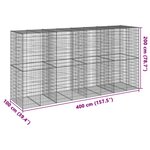 vidaXL Panier gabion avec couvercle 400x100x200 cm fer galvanisé