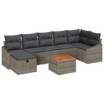 vidaXL Ensemble de 8 canapés de jardin avec coussins gris en poly rattan